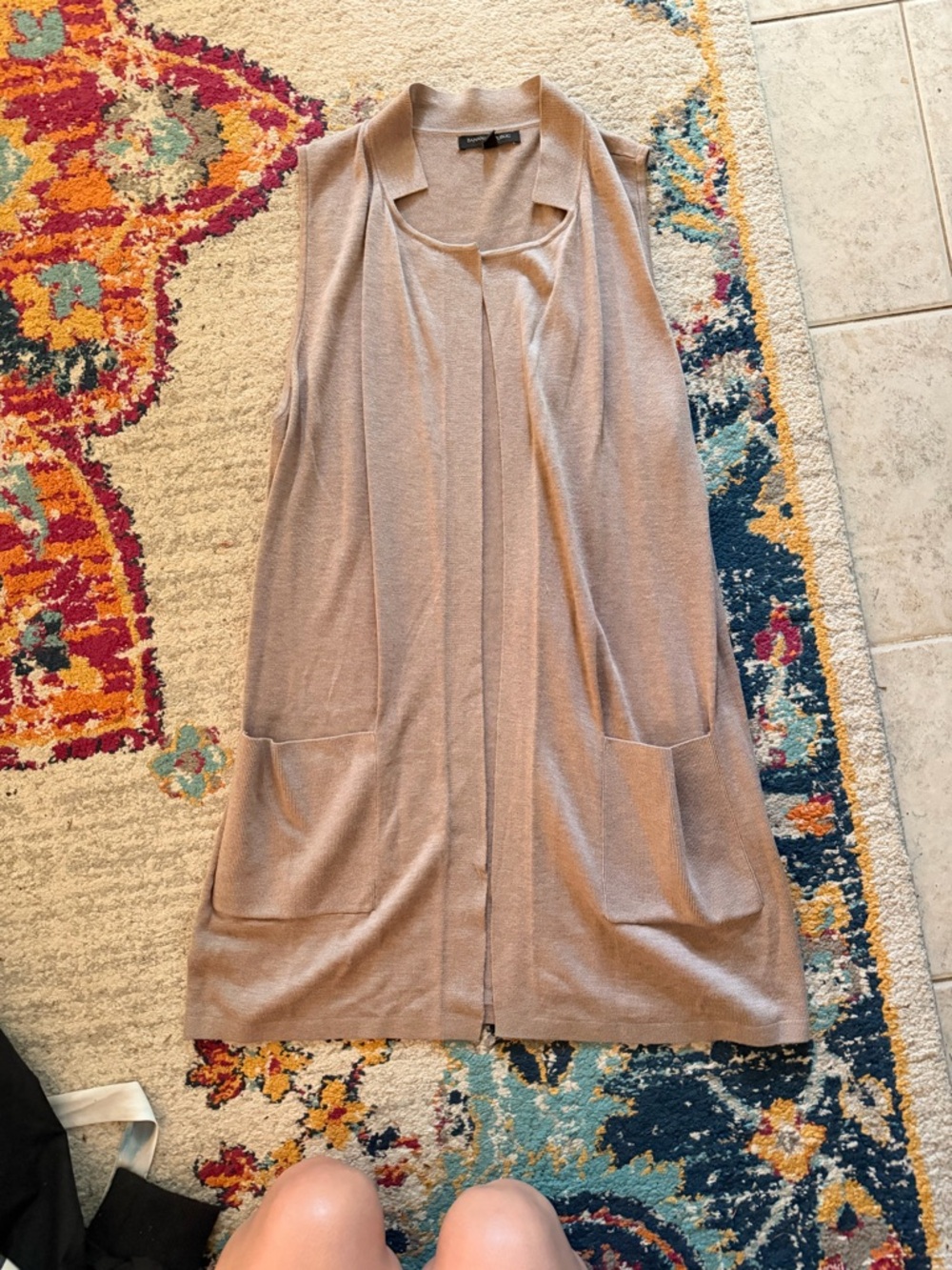 Banana Republic Light Taupe Knit Sleeveless Cardigan